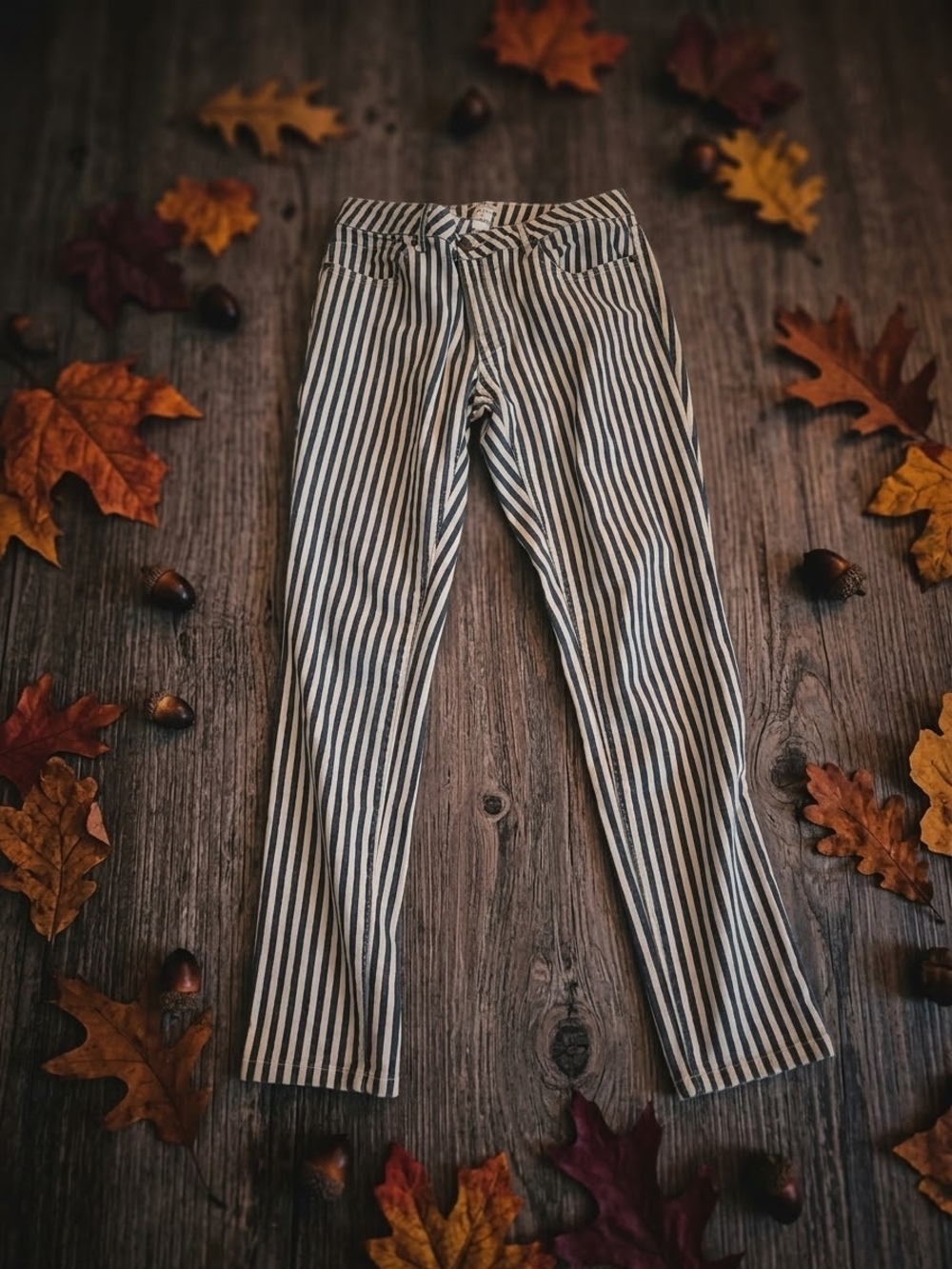 Forever 21 Navy & White Striped Chinos
